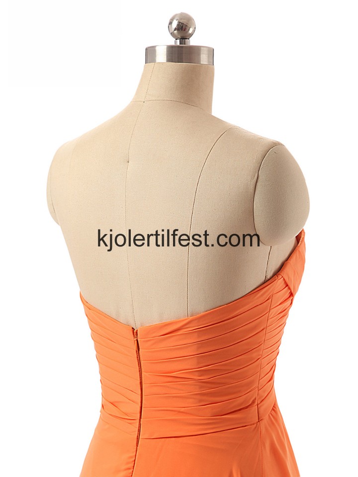 Kjreste Lange Oransje Chiffon Brudepikekjoler