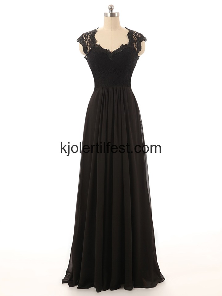 Kjreste Lange Svart Chiffon Ballkjoler