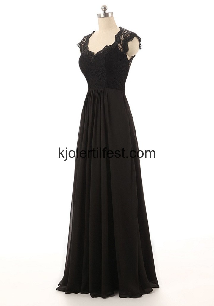 Kjreste Lange Svart Chiffon Ballkjoler