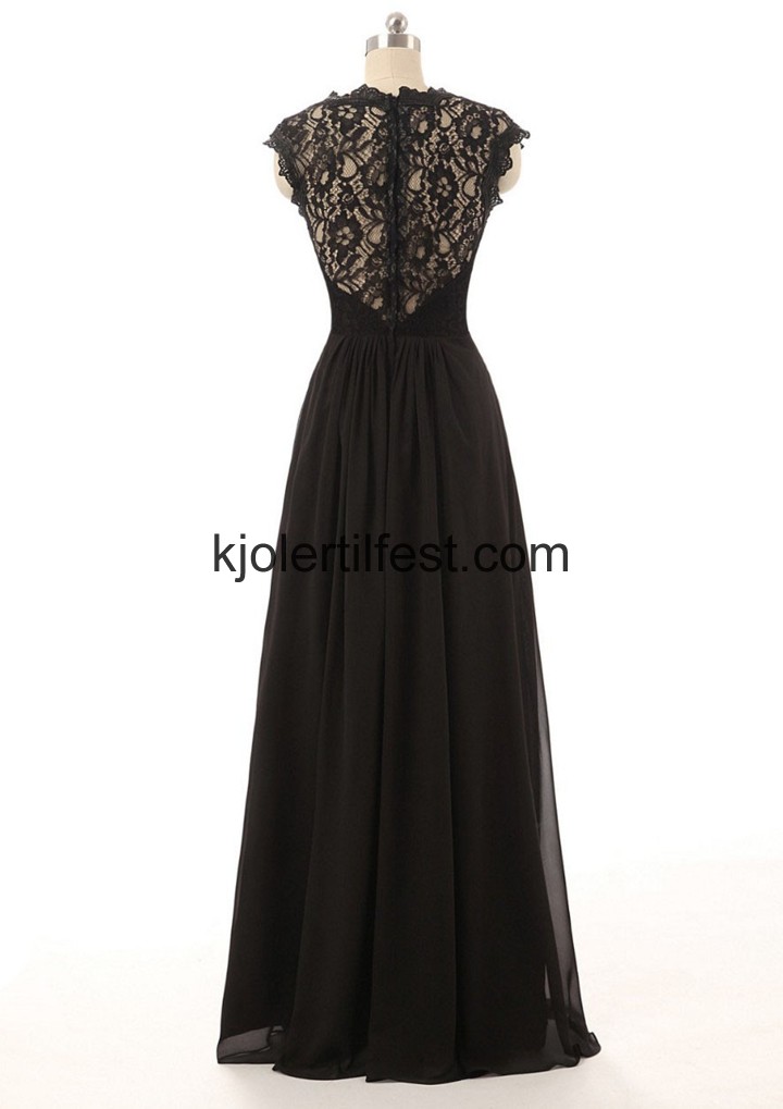 Kjreste Lange Svart Chiffon Ballkjoler