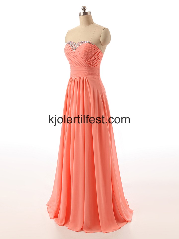 Kjreste Lange Vannmelon Chiffon Ballkjoler