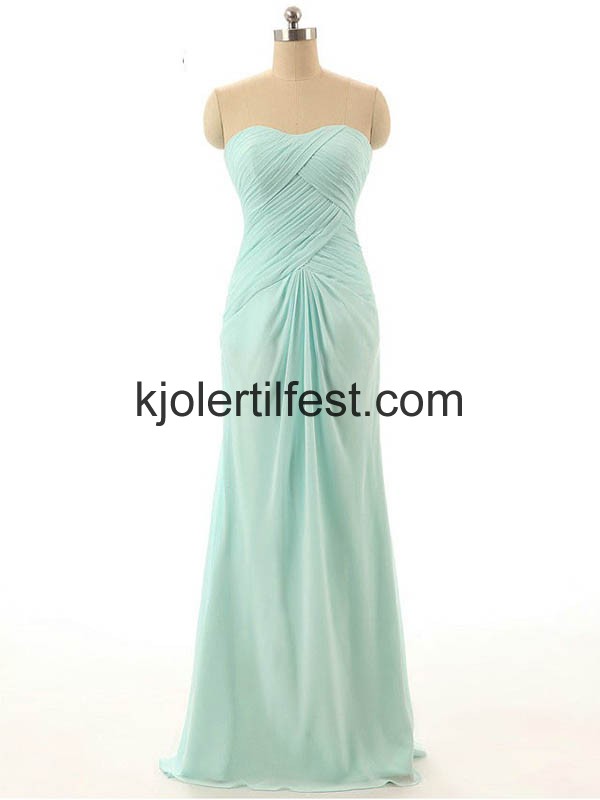 Kjreste Mint A-Linje Lange Chiffon Ballkjoler