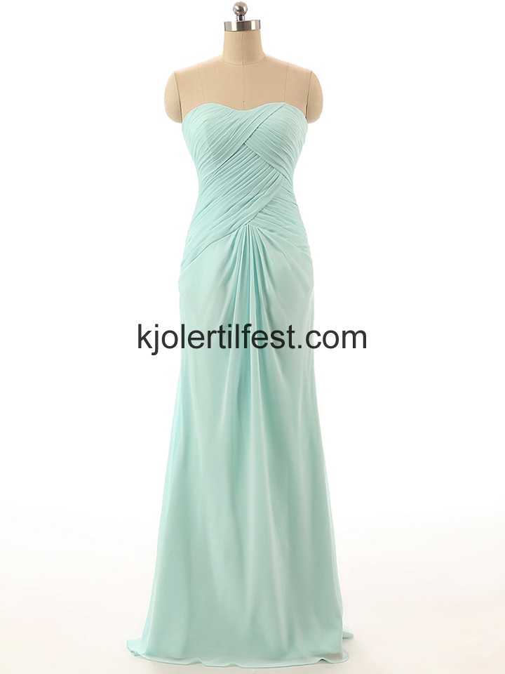 Kjreste Mint A-Linje Lange Chiffon Selskapskjoler