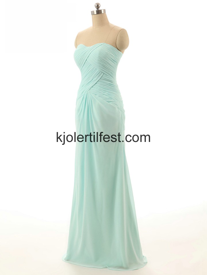 Kjreste Mint A-Linje Lange Chiffon Selskapskjoler
