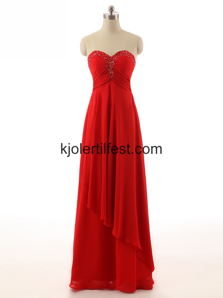 Kjreste Rhinestones Rd Chiffon Selskapskjoler