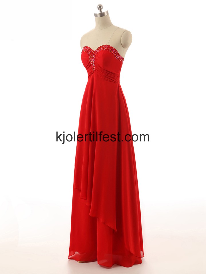 Kjreste Rhinestones Rd Chiffon Selskapskjoler