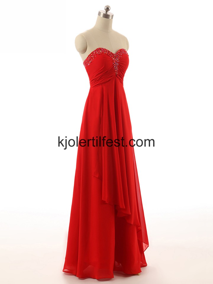 Kjreste Rhinestones Rd Chiffon Selskapskjoler