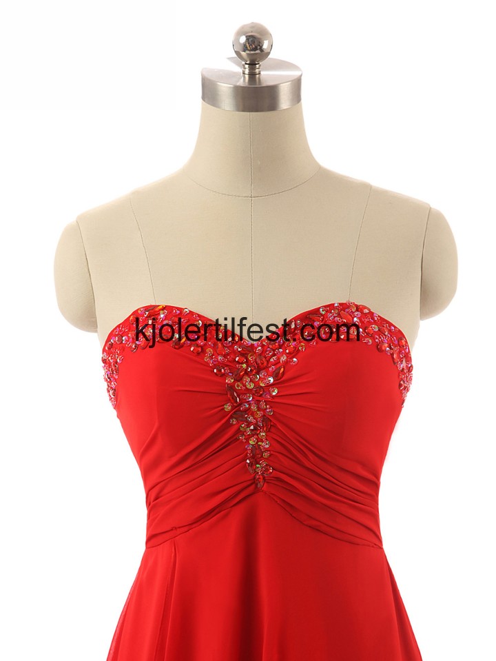 Kjreste Rhinestones Rd Chiffon Selskapskjoler