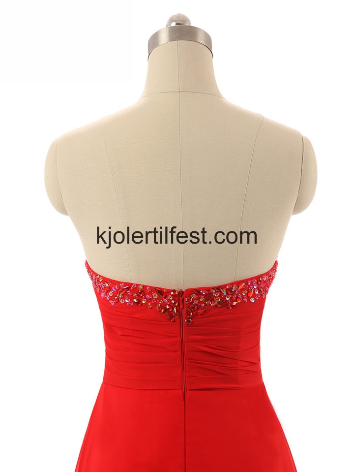 Kjreste Rhinestones Rd Chiffon Selskapskjoler