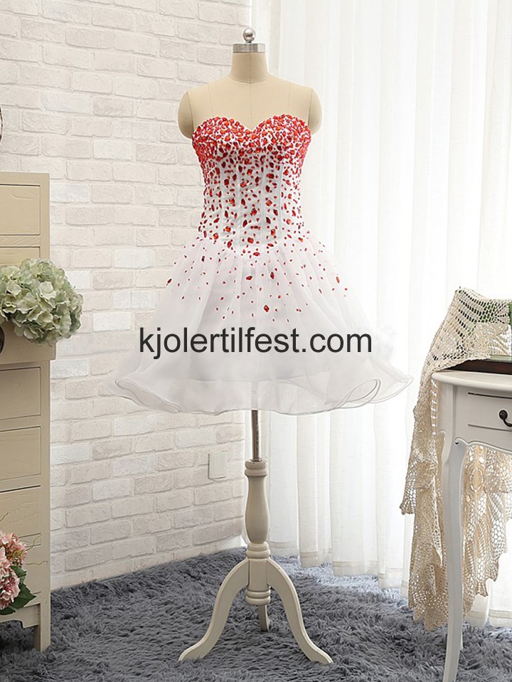 Kjreste Rd Kort Organza Cocktailkjoler