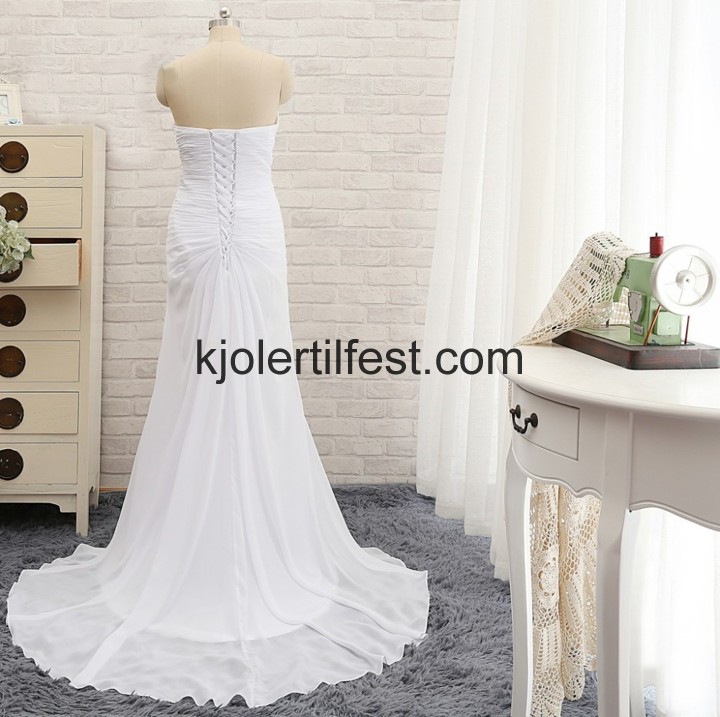 Kjreste Strand Hvit Chiffon Brudekjoler