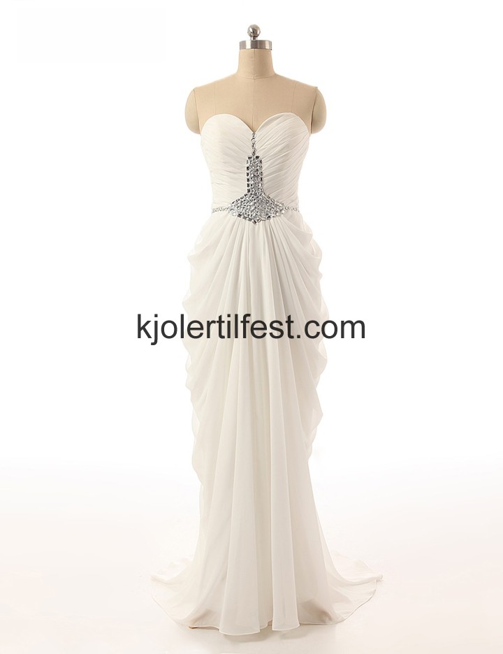 Kjreste Strand Hvit Chiffon Selskapskjoler
