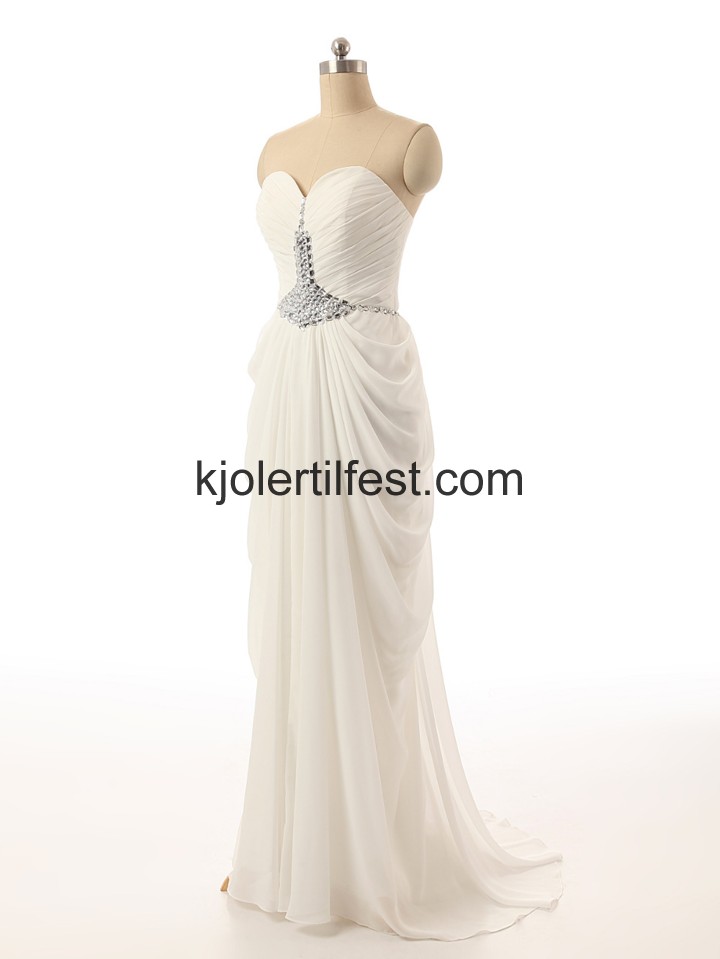 Kjreste Strand Hvit Chiffon Selskapskjoler