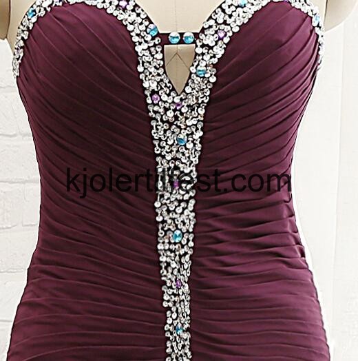 Kjreste Stroppels Burgund Lange Chiffon Ballkjoler