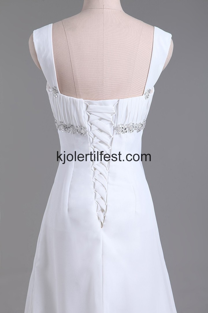 Kjreste Stropper Hvit Lange Chiffon Ballkjoler