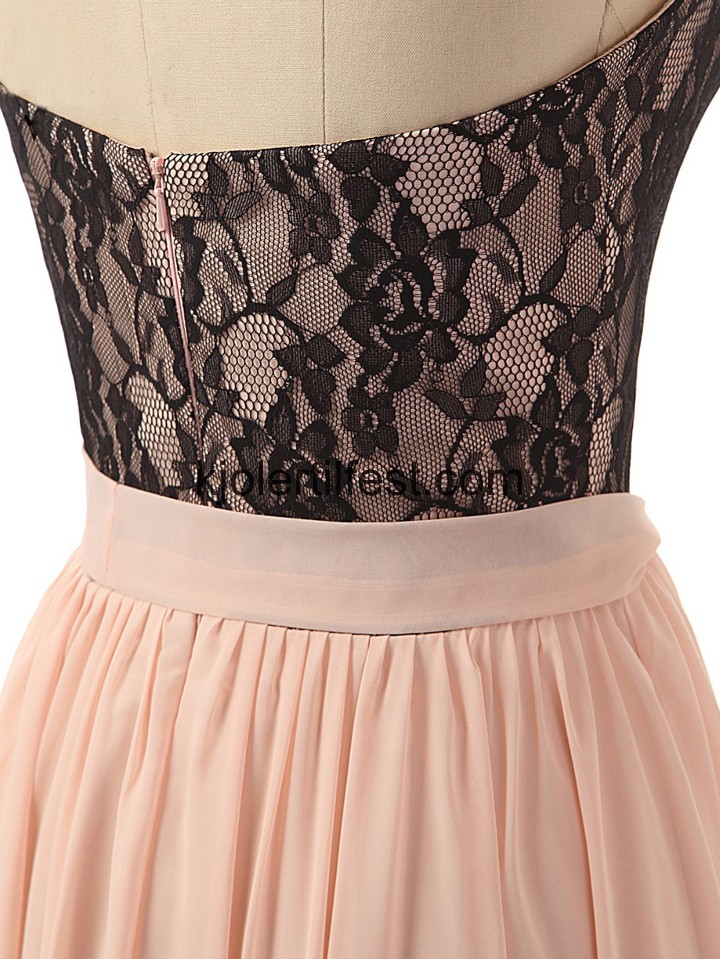Kjreste Svart Blonder Chiffon Brudepikekjoler