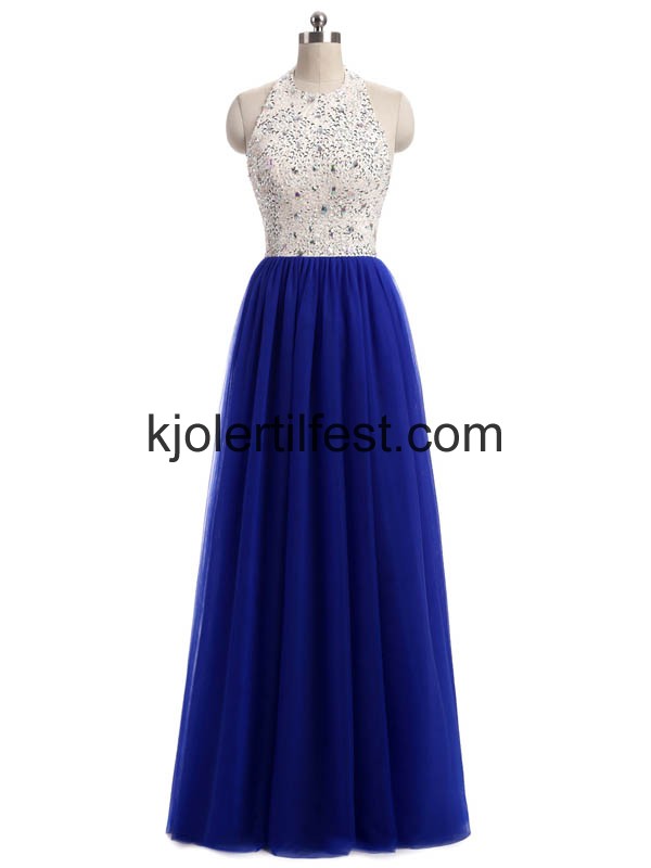 Royal-Bl Stoppet Perler Lange Chiffon Selskapskjoler