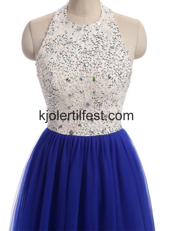 Royal-Bl Stoppet Perler Lange Chiffon Selskapskjoler