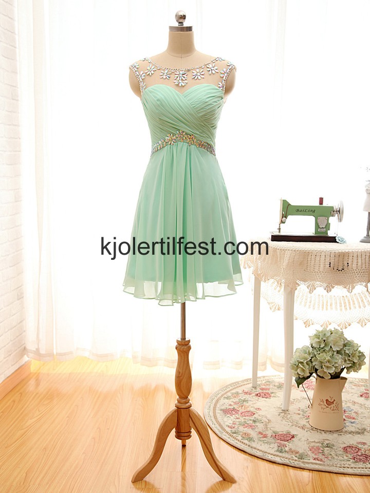Kort A-Linje Mint Chiffon Cocktailkjoler