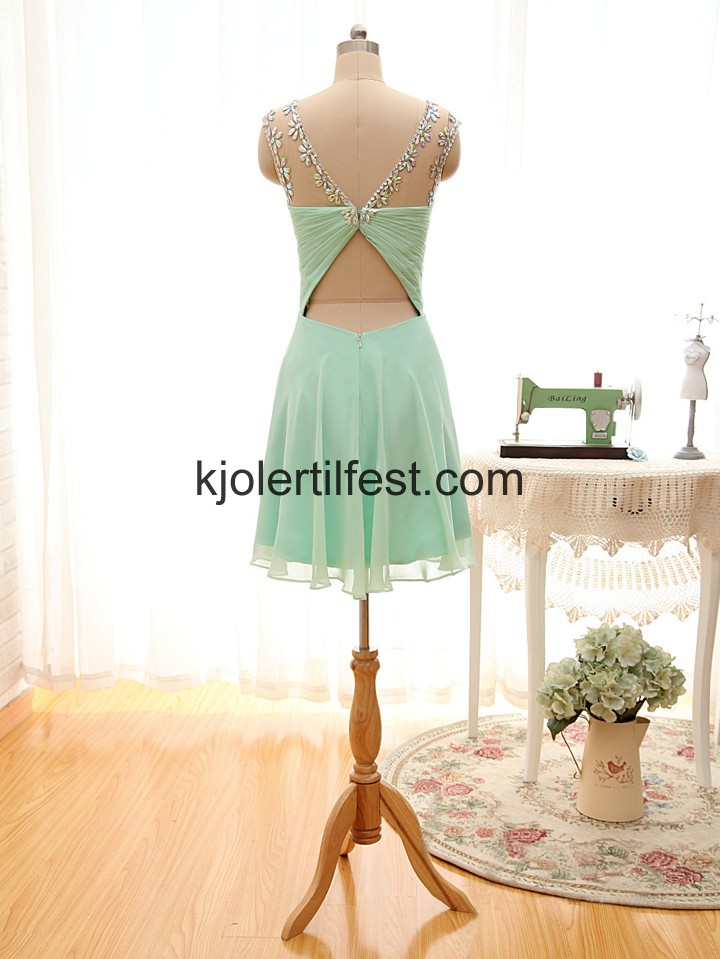 Kort A-Linje Mint Chiffon Cocktailkjoler