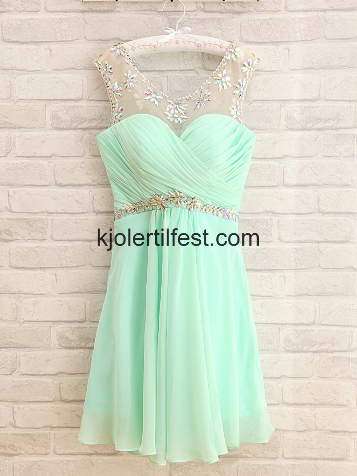 Kort A-Linje Mint Chiffon Cocktailkjoler