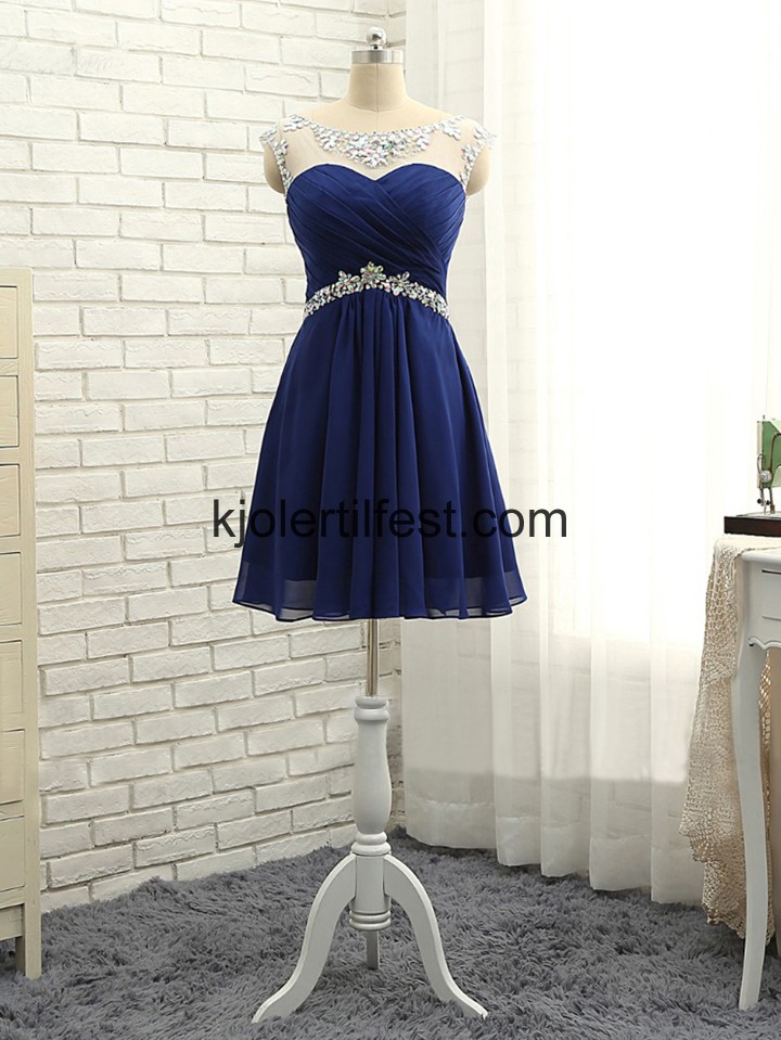 Kort A-Linje Mrk Kongebl Chiffon Ballkjoler