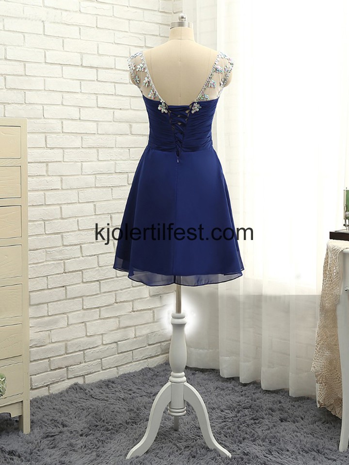 Kort A-Linje Mrk Kongebl Chiffon Cocktailkjoler