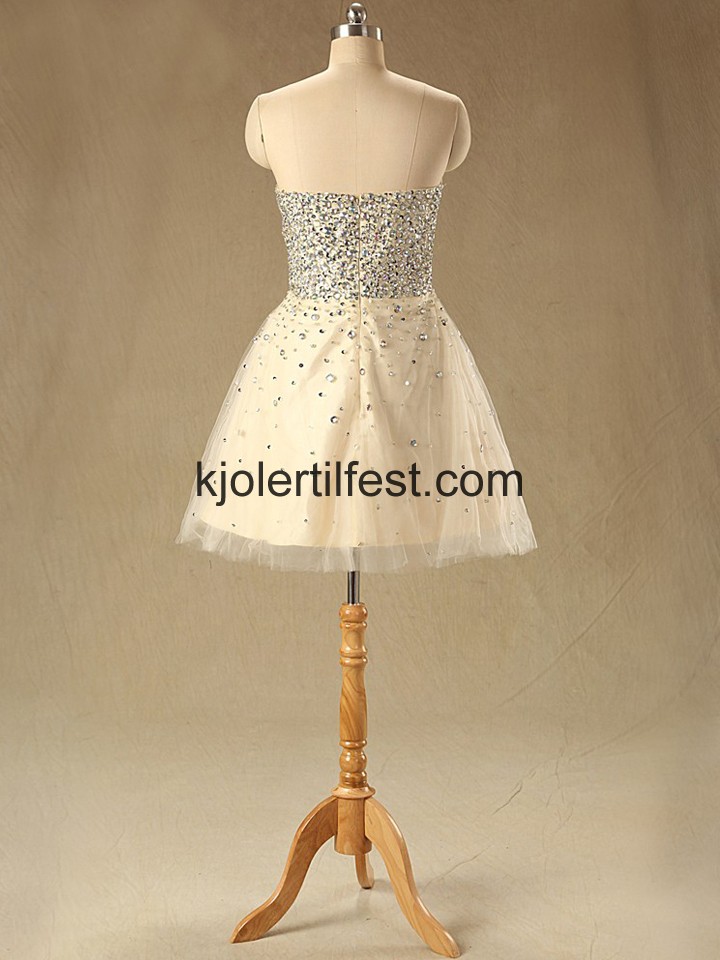 Kort Kjreste Champagne Organza Ballkjoler