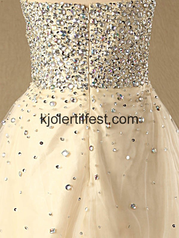 Kort Kjreste Champagne Organza Ballkjoler