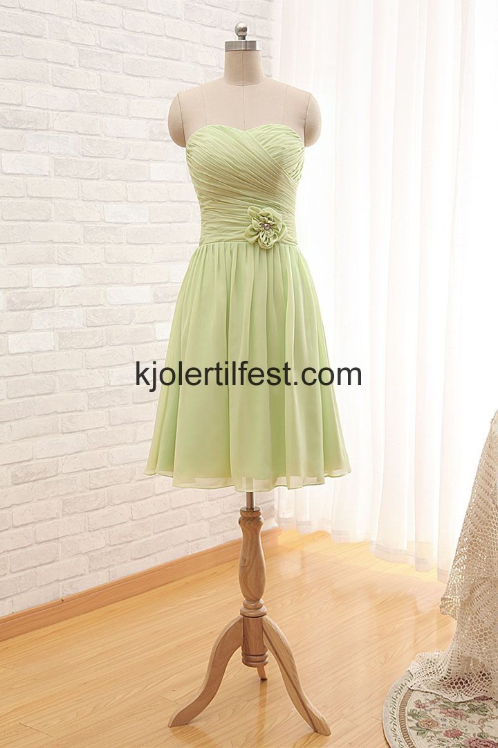 Kort Lys Grnn Chiffon Brudepikekjoler