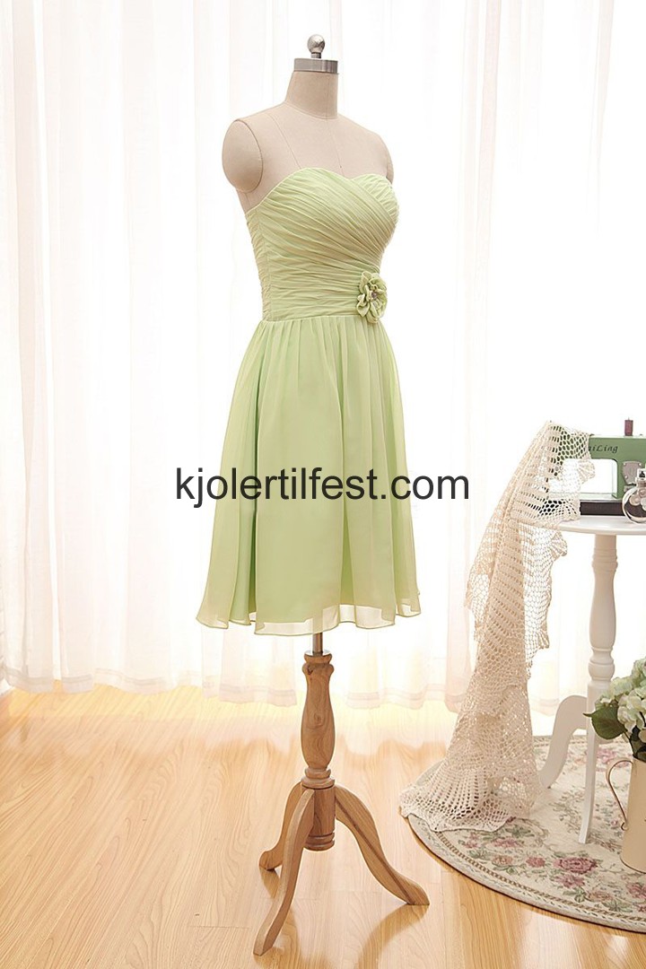 Kort Lys Grnn Chiffon Brudepikekjoler