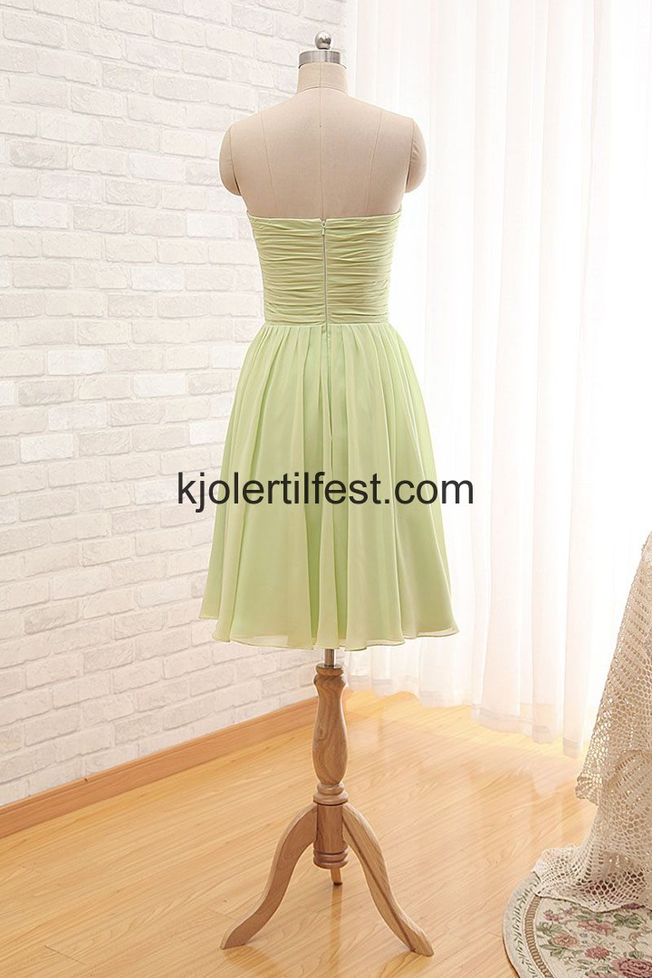 Kort Lys Grnn Chiffon Brudepikekjoler