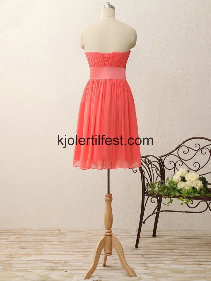 Kort Vannmelon Chiffon Ballkjoler