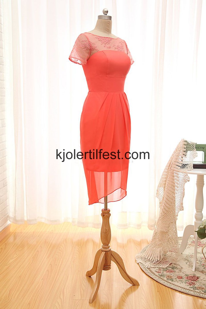 Kort Vannmelon Chiffon Ballkjoler