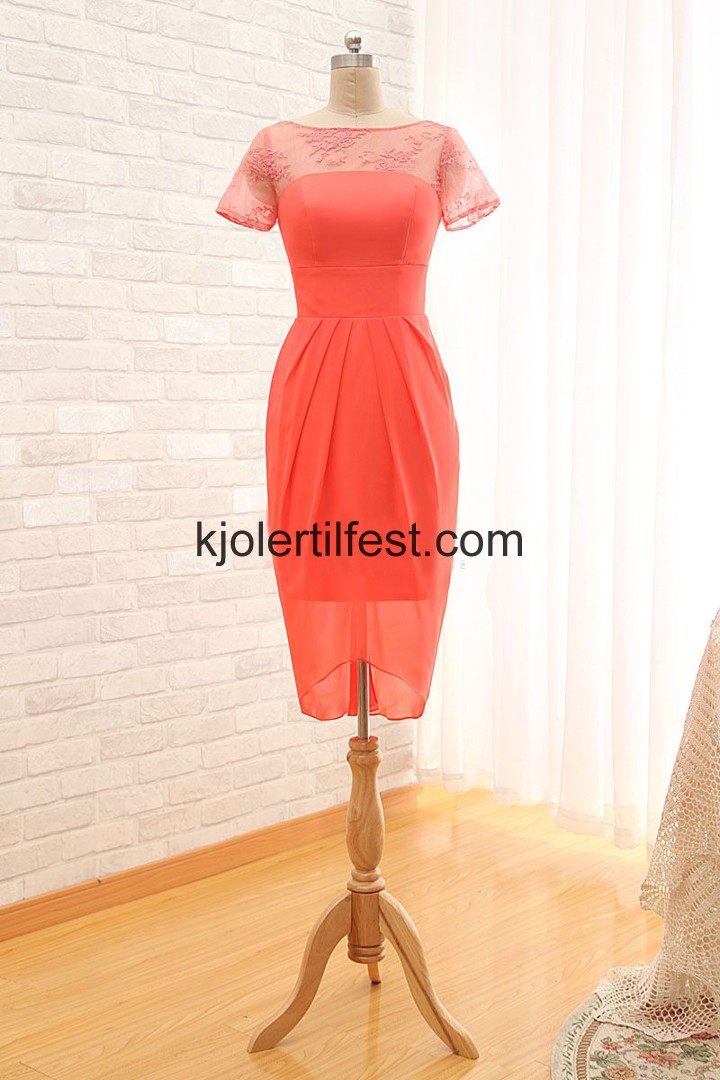 Kort Vannmelon Chiffon Selskapskjoler