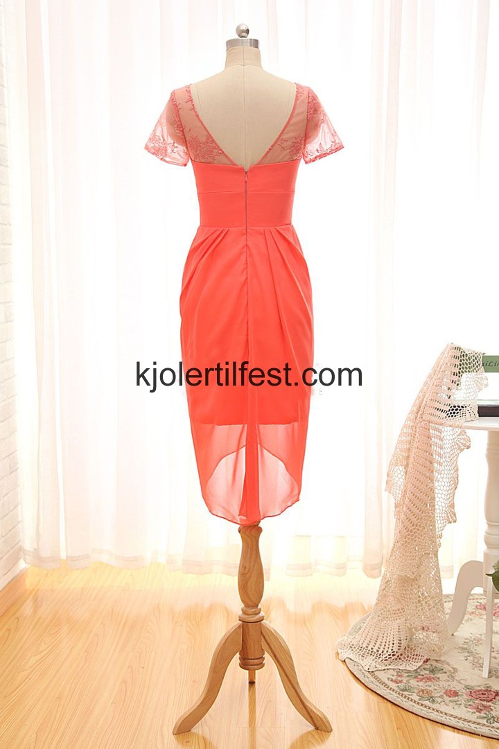 Kort Vannmelon Chiffon Selskapskjoler