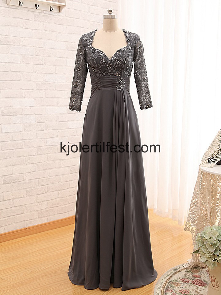 Lange-Ermer Chiffon Kjoler Til Brudens Mor