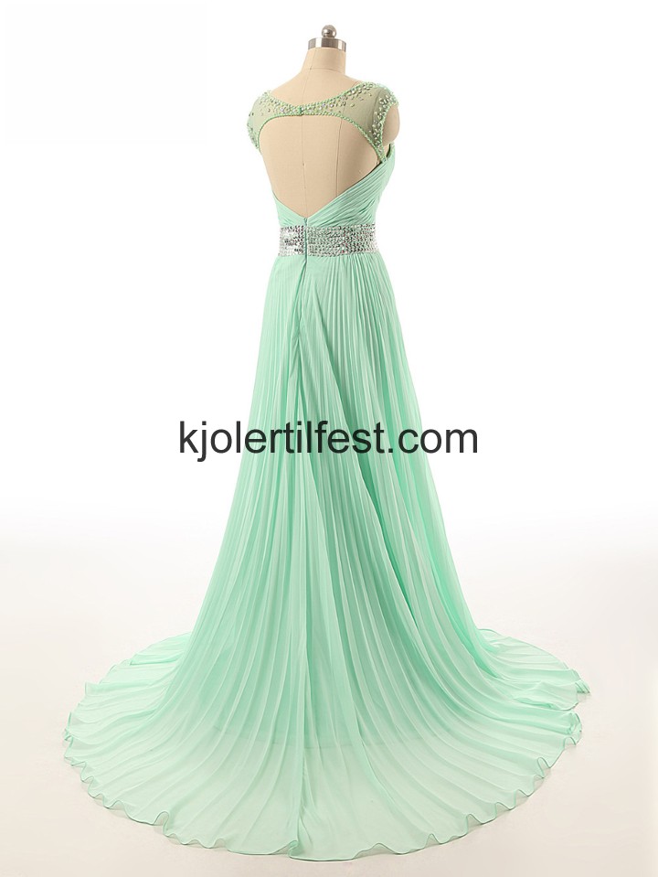 Lange Gulvlengde Mint Chiffon Ballkjoler