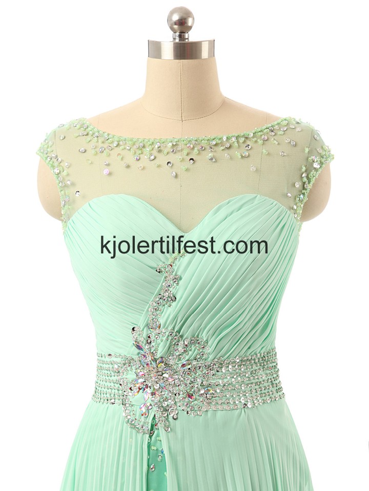 Lange Gulvlengde Mint Chiffon Ballkjoler