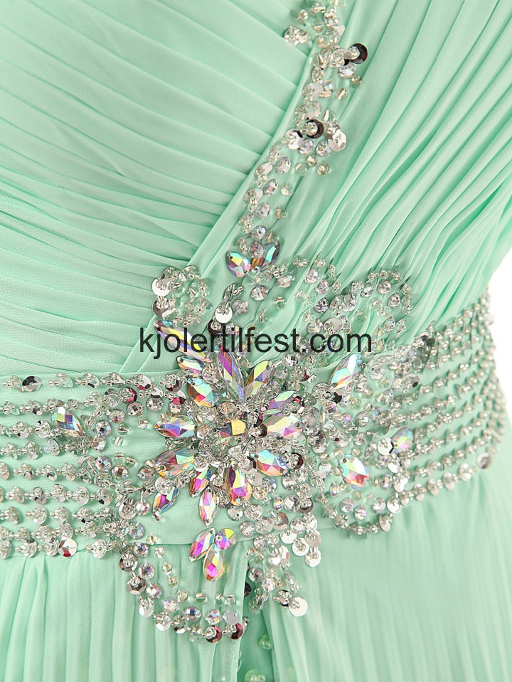 Lange Gulvlengde Mint Chiffon Ballkjoler