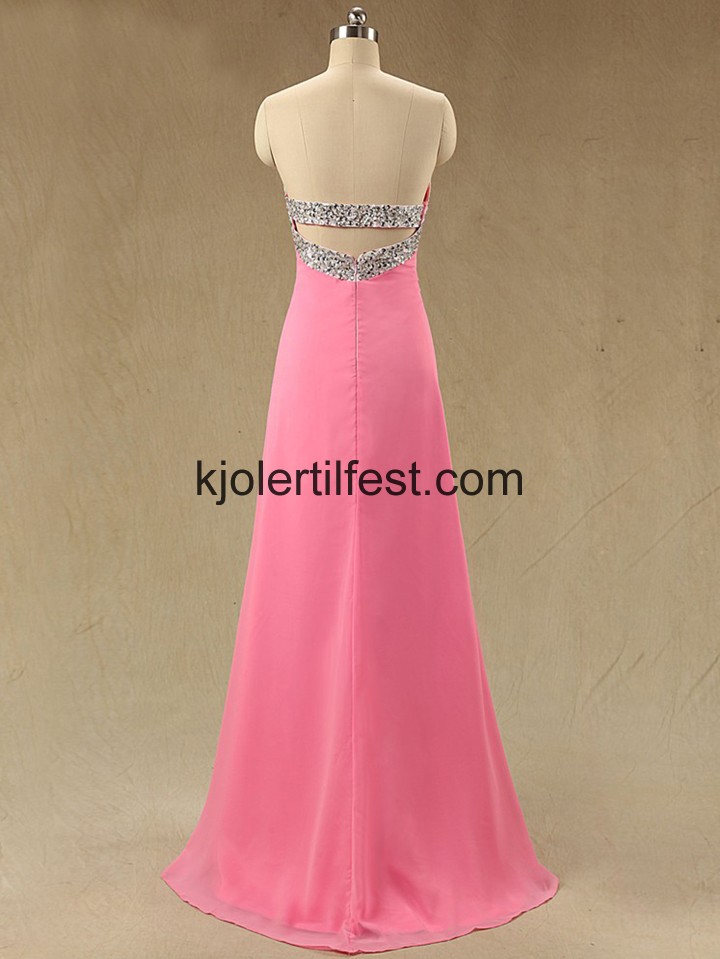 Lange Gulvlengde Fersken Chiffon Selskapskjoler