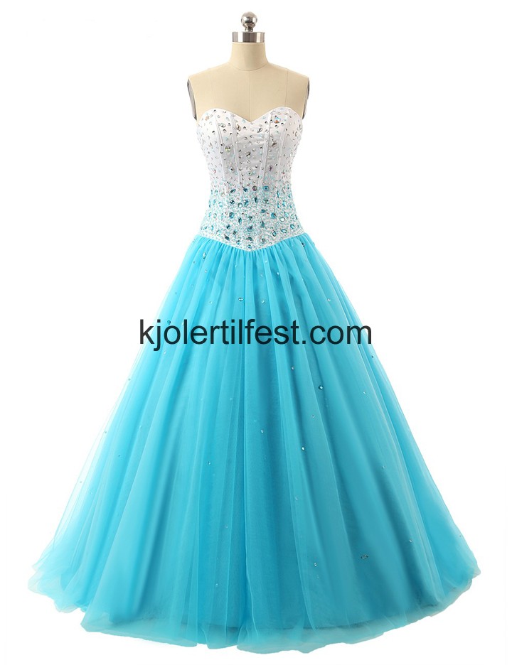 Lange Kjreste Bl Organza Quinceanera Kjoler