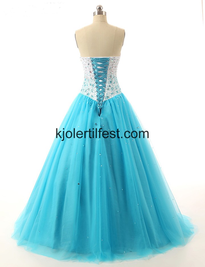 Lange Kjreste Bl Organza Quinceanera Kjoler
