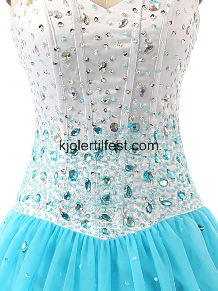 Lange Kjreste Bl Organza Quinceanera Kjoler