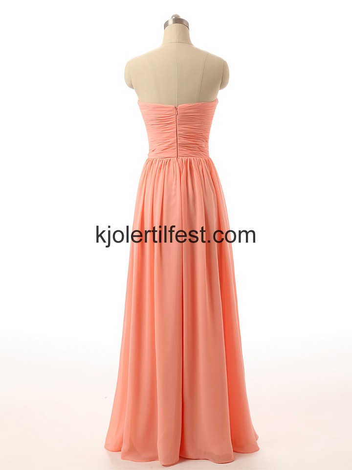 Lange Kjreste Blomster Oransje Chiffon Brudepikekjoler