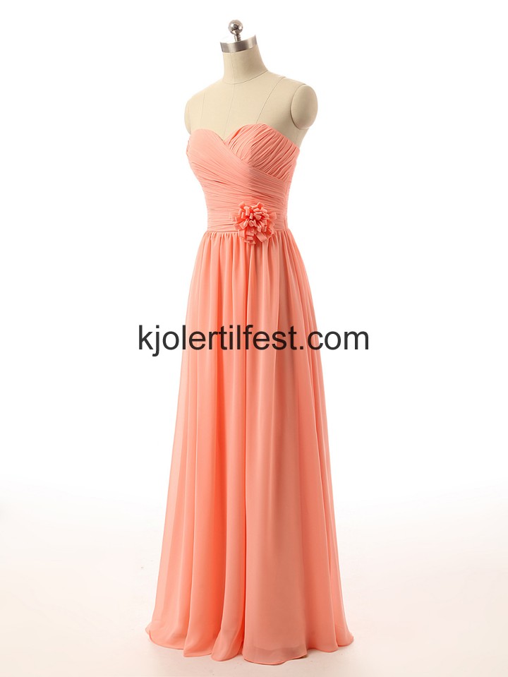Lange Kjreste Blomster Oransje Chiffon Brudepikekjoler
