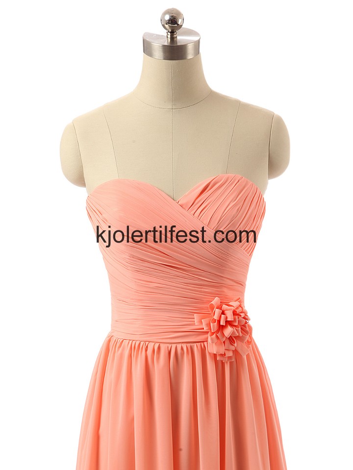 Lange Kjreste Blomster Oransje Chiffon Brudepikekjoler