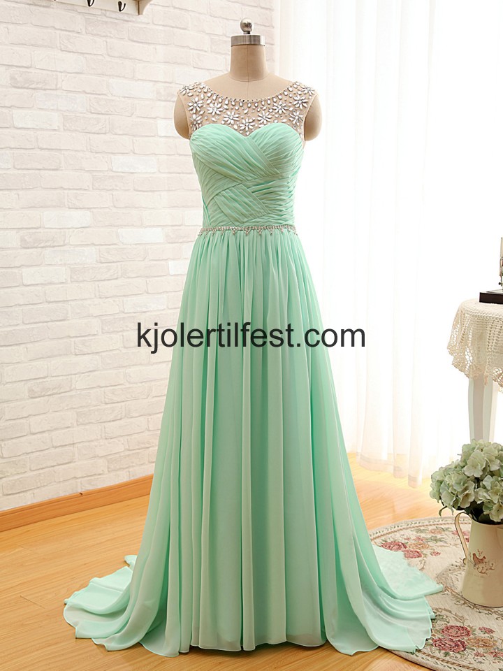 Lange Kjreste Mint Chiffon Ballkjoler