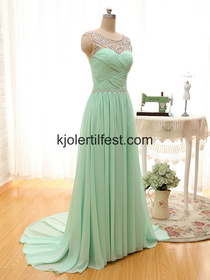 Lange Kjreste Mint Chiffon Ballkjoler