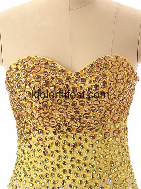 Lange Kjreste Gul Chiffon Selskapskjoler